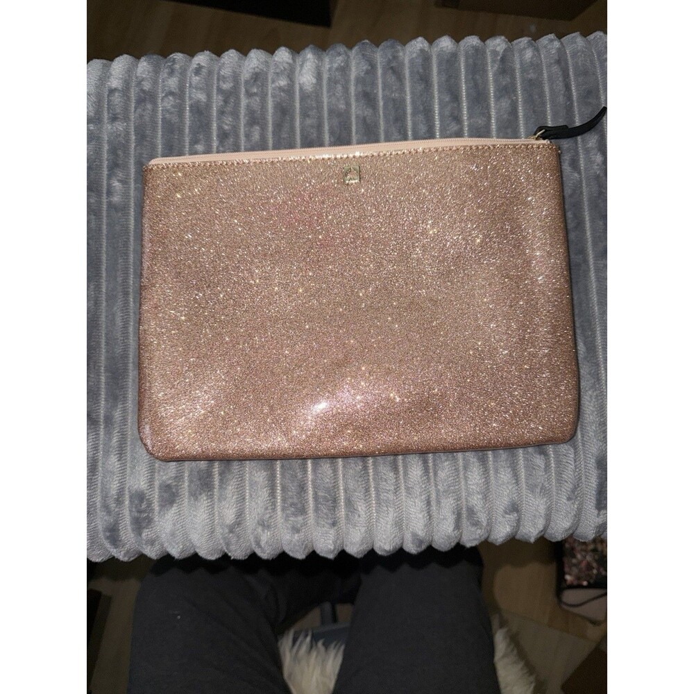 Kate Spade Rose Gold Pink Glitter Pouch